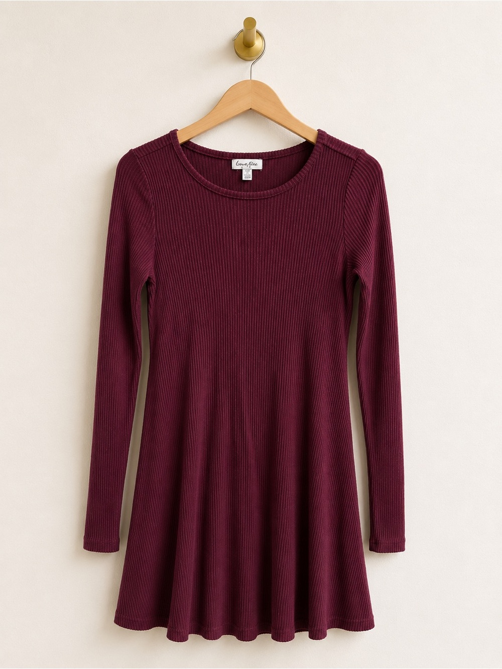 Love, Fire Burgundy Ribbed Fit & Flare Dress Size Small